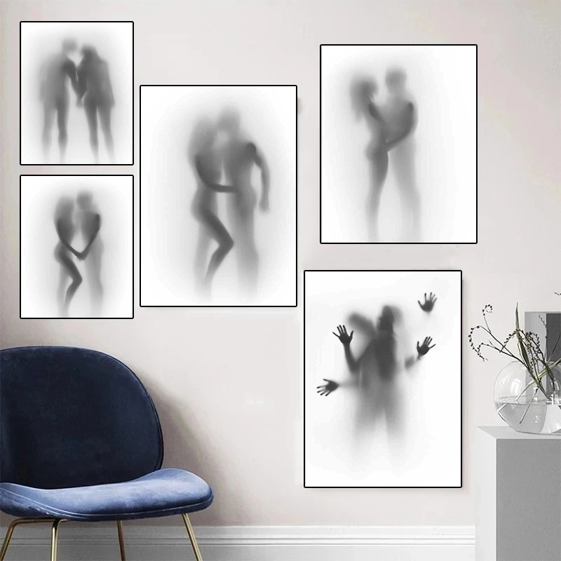 패션 프로젝션 그림 캔버스 회화 커플 헷갈리는 추상 거울 포스터 인쇄 벽 예술 거실 벽 장식 Cuadros